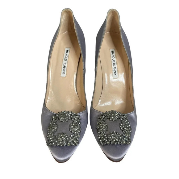 Manolo Blahnik Hangisi Satin Pump Lilac Purple Size 9 - Picture 3 of 13